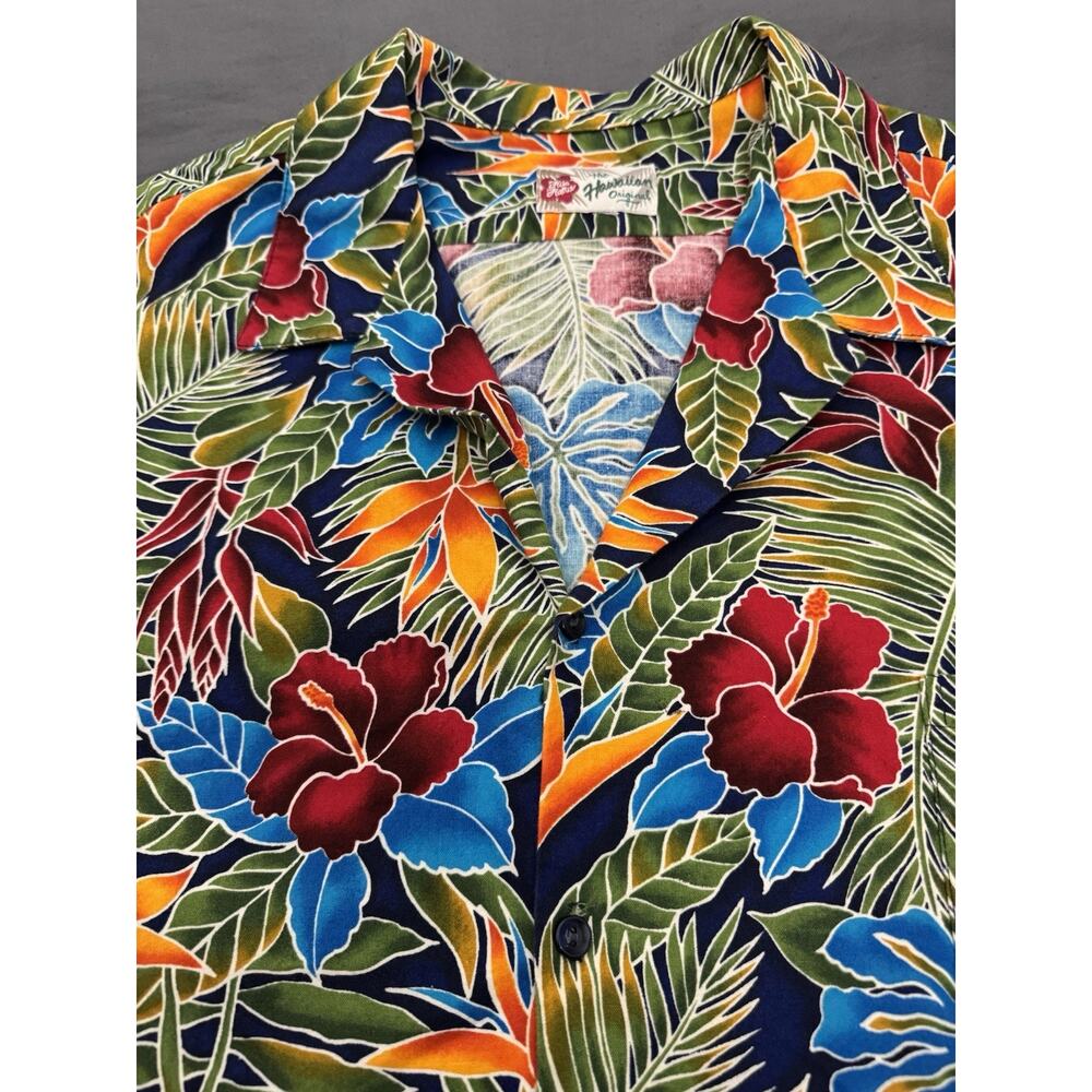 Hilo Hattie Aloha Shirt Mens XXL Blue Floral Hawaiian Camp Collar Vintage - Picture 11 of 11